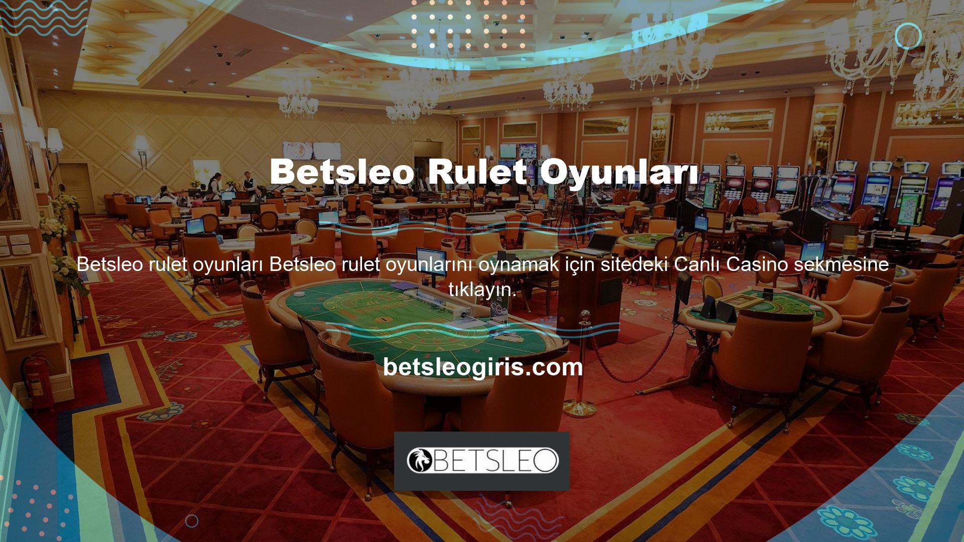 Bu sekmeye tıklayarak, Rulet oyununun çeşitli tablolarda bulunabileceğini keşfedeceksiniz